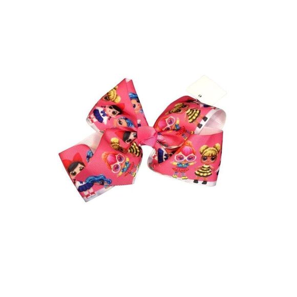 𝅺GIRL Dark Pink With Dolls Hair Bow - Picture 1 of 2